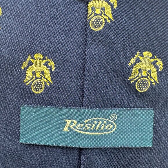 Resilio Mens Navy & Yellow Woven Polyester Patterned Tie - Picture 2 of 8